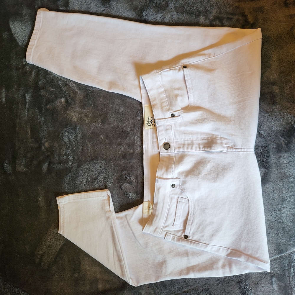 Cosmic Blue Love white skinny jeans